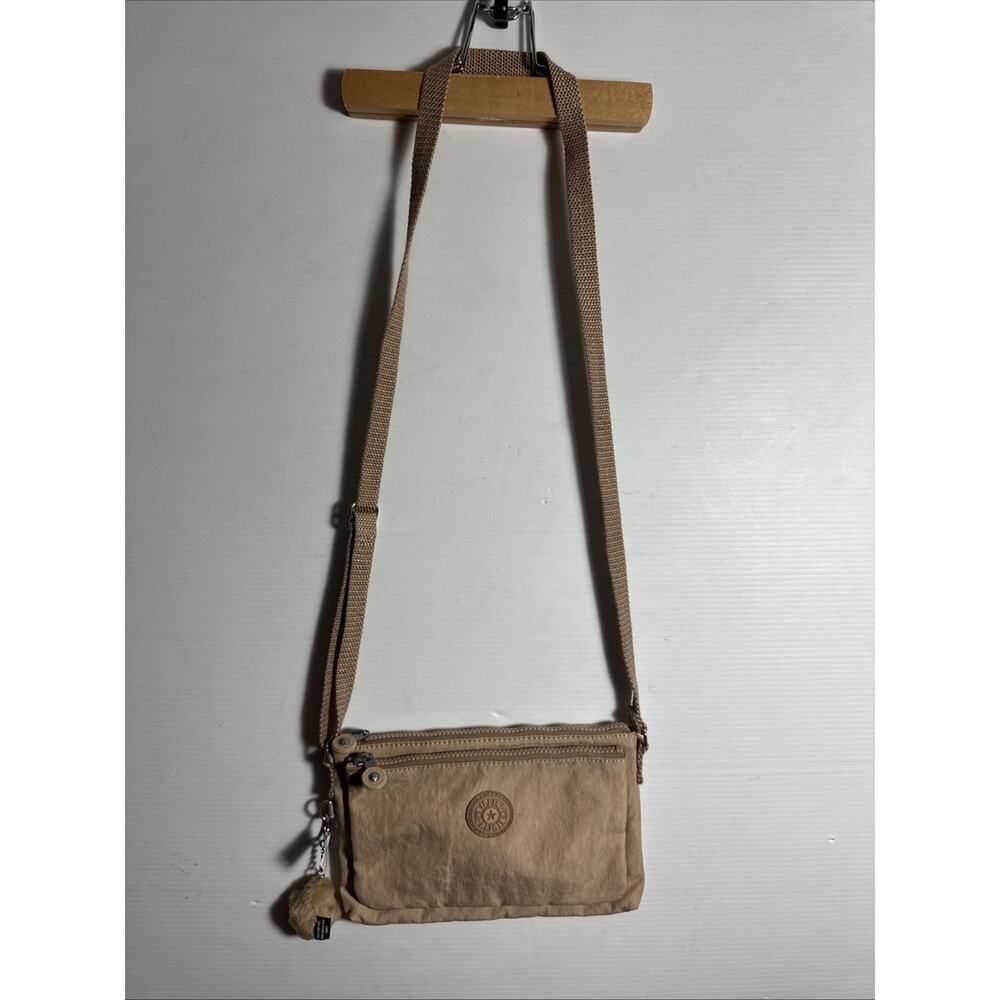Kipling Mikaela Crossbody Bag Khaki Tan Monkey Keychain Adjustable Strap